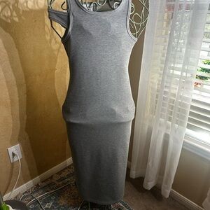 Gray Sleeveless Midi Dress